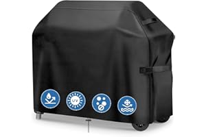 GARPROVM Funda para Barbacoa Impermeable, Cubierta para Barbacoa 420D Oxford, Protector para Barbacoa Anti Viento/UV/Impermeabilidad para Weber, Brinkmann,Outback,Char Broil etc (147X61X122cm, Negro)