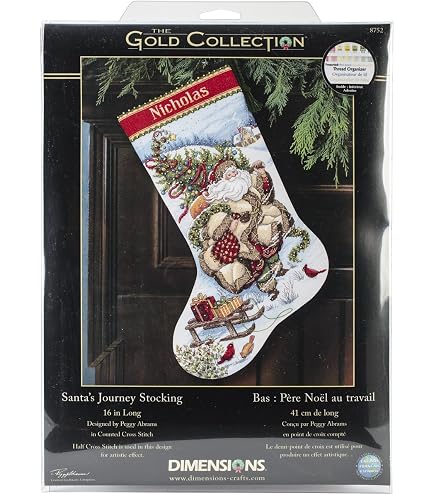 Dimensions Gold Collection Holiday Glow Stocking Counted Cross Stitch Kit - 16" Long, 18 Count Aida