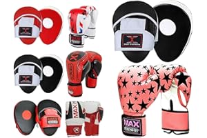 MAXSTRENGTH Boxing Gloves Focus Pads Kickboxing Punching Training Sparring Hand Pads MMA UFC Pro Fight Target Focus Boxing Gloves Professional Focus Pad Sets