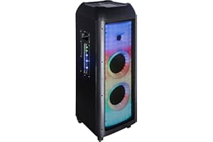 Majestic FLAME T360 – Trolley Bluetooth con giochi di luce a 360°, DJ pad 64 effetti sonori, 4 effetti luci LED, ingressi USB/AUX/MIC/GUITAR, Telecomando, TWS, Impugnatura e ruote per il trasporto