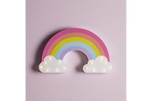 Lights4fun Applique Murale Enfant Arc-en-Ciel à Piles en Bois
