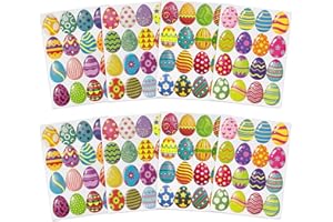 COLOFALLA 256PCS Autocollants Pâques Stickers Oeuf Étiquette Colorées Bricolage Enfant pour Party Pâques Décoration Artisanal Cadeau Accessoires