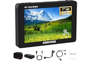 ANDYCINE C7 Kamera Monitor 7 Zoll Ultraheller 2200nit 1920x1200 Touchscreen 4K HDMI EIN/Aus mit Wellenform/Vektorbereich/3D Lut für DSLR Spiegellose Kamera A72 A73 A7M4 Z50 R50 EOS R8
