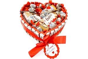 ONZA DULCE Y SALADO SWEET & SALTED Onza Coffret Kinder Cadeau Femme, Homme Noel - Chocolat Kinder Noël: Kinder Bueno, Chocobon, Happy Hippo, Cards - Chocolat a offrir en forme de cœur - Panier garni a offrir