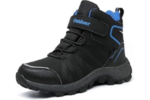 ZYLDK Winterstiefel Kinder Winterschuhe Wanderschuhe Schneestiefel Jungen Warmfutter Wasserdicht Baumwollschuhe Mädchen Trekking Snowboots Mit Klettverschluss