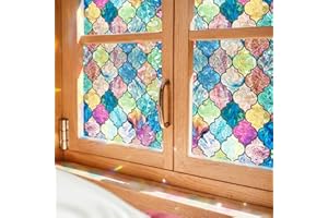 ‎FANCYCLINGS Fensterfolie - Selbstklebend Statische Folie, fensterfolie Blickdicht Bunt Blickdichte Sichtschutzfolie für Badezimmer, Haustür, Haus, Sonnenschutz, Wärmeschutz,Mehrfarbig 44x200CM