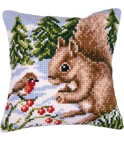 Vervaco Kit Coussin Point De Croix Husky - Canevas Peint Multicolore Fabrication Européenne