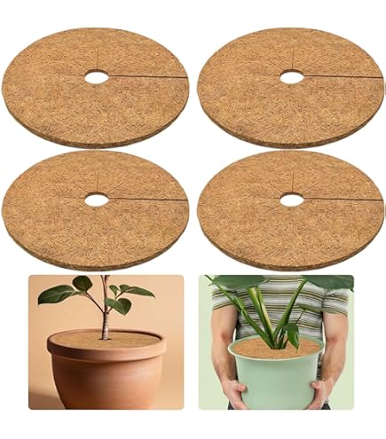 Protection Gel Plantes TOPJOWGA Tapis De Coco Plantes, 6 PCS Disque De Paillage Coco, Disque Tapis Paillage Coco