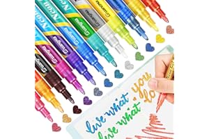 ‎LUZOON LUZOON Super Metallic Stifte, 12 Farben Glitzerstifte Neon Gel Pen Glitter Acrylstifte für Weißes Papier, Grußkarten, Bullet Journal, DIY Fotoalbum, Gästebuch, Scrapbook-1mm Spitze Fein