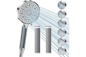 Cobbe hårt vattenfilter duschhuvud och slang med 3-pack 2.0 kolduschfilter, vattenmjukgörare duschhuvud, 6 lägen högtrycksdus