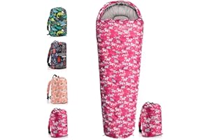 meteor Sac de couchage pour enfant de qualité supérieure - Avec sac à dos - Pour l'été - Ultra léger - Confortable - Pour le camping - Pour l'extérieur et l'automne