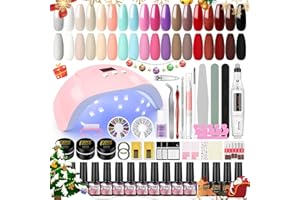 PEACECOLOR Kit de 36W UV/LED Lampe 18 Vernis Semi Permanent Lot Ponceuse Pour Ongles gel 3pcs UV Extension Gels Soak Off Base Top Coat Brosse Strass Décor Nail Outils Nail Art Kit