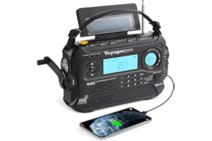 Kaito Voyager Pro KA600 Digital Solar Dynamo Wind Up Crank Dynamo AM/FM/LW Shortwave and NOAA Weather Protection Radio with Flashlight, Reading Lamp Alarm with Power Supply, Black