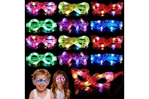 Mikulala 12Pcs Light Up Glasses Colourful Rave Glasses for Party Bag Fillers,Glow in the Dark fit Holiday Birthday Christmas Gifts for Kids Teens