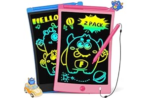 TEKFUN Lot 2 Tablette Dessin 8,5 Pouces LCD Ardoise Magique, Jouets éducatifs Enfant 3 4 5 6 7 Ans, Cadeaux D'anniversaire de Noël pour filles Garçons (Rose+Bleu)