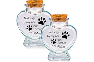 GREDSTAR 2 Pcs Memorial Bottle for Pet Hair Memorial Urns Glass Bottles for Pet Ashes Pet Fur Keepsake Jar Sympathy Gifts for Loss of Dog Cat (2pc-No Longer By My Side)