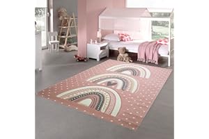 Teppich-Traum Alfombra Infantil de Juego con Puntos Corazón Arcoíris Rosa Gris - de fácil Cuidado Größe 120x170 cm