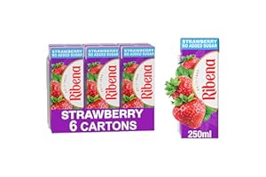 Ribena Strawberry No Added Sugar Cartons - Multipack 6x 250ml | Real Fruit | Rich In Vitamin C | No Artificial Colours or Flavours | Ready to Drink