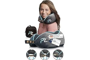 FLOWZOOM COMFY Travel Pillow for Airplane | Neck Pillow for Travel | Flight Pillow | Memory Foam Travel Pillows for Adults | Neck Cushion| Adults, Grey