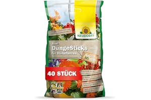 Neudorff Azet patyczki nawozowe do roślin kwitnących – bio pałeczki nawozowe z mikoryzą zapewniają wiele kolorowych kwiatów o natychmiastowym i długotrwałym działaniu, 40 sztuk