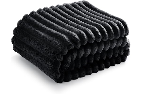 BEDSURE Mysig filt av fleece – mjuk och varm manchester, sängskydd, svart, 130 x 170 cm