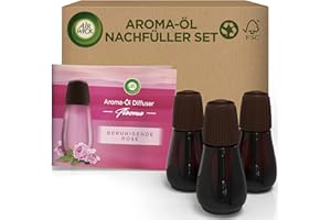 ‎AIR WICK Air Wick Aroma-Öl Flakon Vorteilspack – Duftöl Nachfüller Set für den Air Wick Diffuser – Duft: Beruhigende Rose – 3 x 20 ml ätherisches Öl