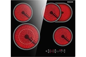 GASLAND CH604BF Placa vitrocerámica independiente, placa de cocción empotrada de 60 cm, 4 zonas de cocción, zona de cocción múltiple, control táctil, 6600 W