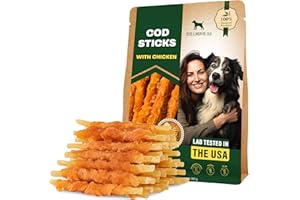 BELOVED PETS Dog Treats – Cod Twist Sticks Wrapped in Chicken, 300 g – All Natural, Rawhide-Free, Grain-Free, Long-Lasting Chews for Large and Small Dogs – Supports Healthy Teeth and Skin