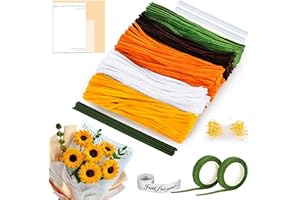 Chumix Kit Fil Chenille, 500 Pipe Cleaners, Créez un Bouquet de Tulipes jaune DIY, Cure Pipe Chenille Ldéal Cadeau Anniversaire, Fête des Mères ou Thanksgiving