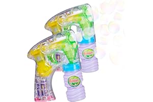 RELAXDAYS 10x Pistola a Bolle di Sapone, Batterie Incluse, Luci Led, Gioco Party, Carnevale, HLP 14,5x11,5x5 cm, Trasparente