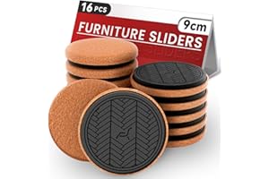 PISAO Felt Furniture Sliders for Wooden Floors, 16PCS -9cm（3 ½”）Furniture Gliders Coasters for Hard Floors, Movers Heavy Duty Furniture Quickly and Easily