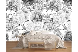 Naturempress Carta Da Parati 3D Moderna Fiore Artistico In Bianco E Nero Fotomurali Moda Decorazione da Muro XXL Poster Gigante Design Carta per pareti
