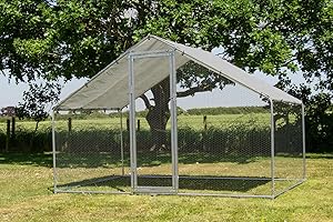 Alphapet Heavy Duty Walk In Chicken Run Coop - Galvanised Steel Cage with Superior SMALL GAP DOOR & Roof Cover - Suitable for Pets Hens Rabbit Dogs Ducks Chickens Poultry (3m x 2m)