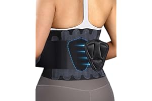 Fitomo Ceinture Lombaire, Ceinture de Soutien Lombaire avec Coussin 3D et 6 Attelles, Tissu Ultra Fin 0,5 mm, Bande Lombaire Élastique pour Femme et Homme pour Travail, Sciatique, Posture, M
