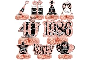 Voxisroma Deko 40. Geburtstag Frauen,9 STK Roségold Rosa Bienenwabe Mittelstück Tischdeko Geburtstag,40 Geburtstag Deko,40 Geburtstag Party Deko Supplies,Geschenke Für Frauen Zum Geburtstag