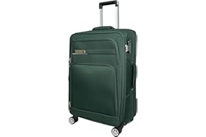 MY TRAVEL BAG Koffer Handgepäck Stoff Rollkoffer Reisekoffer Trolley Erweiterbar mit Zwillingsrollen (M/L/XL/XXL oder 4er Set) Weichgepäck (Smaragdgrün, Mittlerer Koffer (65cm))