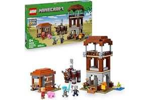 LEGO Minecraft EIN Verwüster am Plünderer-Außenposten - Gaming Spielzeug für Kinder - Minifigur mit Schnappkiefer Funktion und Dorf Festung - Gaming Geschenk für Jungen & Mädchen ab 8 Jahren - 21278
