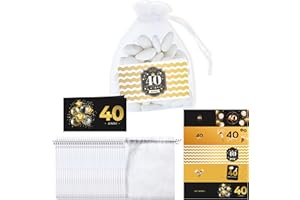 NAÏZAYA Sacchetti in Organza con Bigliettini - 50 Sacchettini Portaconfetti Compleanno per Bomboniere 40 Anni Ragazza Ragazzo - 50 Bigliettini per Cerimonie Originali - Idee Regalo Compleanni Uomo Donna