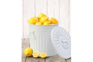 Jinfa Retrodesign Mülleimer mit Deckel | Mattweiß | Ø 29 cm, Höhe 31,5 cm 18 Liter