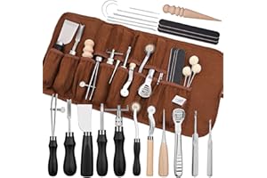 Lederhandwerkswerkzeuge,37-teiliges Leder-Nähset, Lederhandwerkswerkzeugset für die Lederarbeit mit Aufbewahrungstasche zum Schneiden,Stanzen,Nähen,Schnitzen
