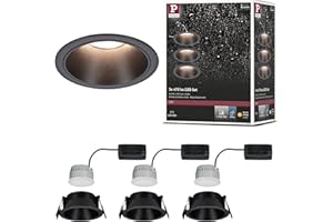 Paulmann 94869 Luminaria empotrable LED 3-Step-Dim Cole set básico juego de 3 uds. IP44 redondo 88 mm Coin 3 x 6 W 3 x 470 lm 230 V 2700 K negro