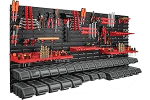 ‎BOTLE 178 x 78 cm Wandregal 30 Sichtlagerkästen Deckel Werkzeughalter Stapelboxen Werkstatt Werkbank