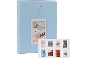 ZUIKAKU Mini-Fotoalbum mit 128 Fächern für Fuji Instax Mini 70 7s 8 8+ 9 11 25 50s 90, Polaroid Sofortbildkamera, Kodak Smile Printomatic Sofortbildkamera und Karten. (Blau)