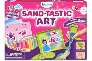 Skillmatics Sand Art Activity - Mess-Controlled DIY Unicorn & Princess Craft Kit with 50+ Colorful Stickers, Creative & Fun Hands-On Activity, Christmas Gifts for Ages 4, 5, 6, 7, 8, 9, 10