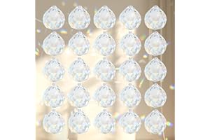 JYNTERPLAY 24Stück 20mm Kristallkugel Sonnenfänger Kristall Prisma Glas Regenbogen Bunte Kristalle zum Aufhängen für Fenster Feng Shui Geschenk Clear
