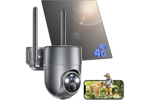 NUASI 4G LTE Camera Surveillance Exterieure sans Fil, Camera Solaire 4G avec Carte Sim, Détection Humaine PIR et Alarmes de Zones Personnalisées, Étanchéité IP66
