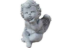 Stone and Style Figura de piedra de ángel pequeño beso resistente a las heladas