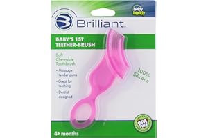 BRILLIANT Baby Buddy Pink First Silicone Toothbrush