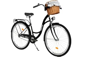 ‎MILORD MILORD Damenfahrrad Citybike Komfort Mit Weidenkorb Vintage Fahrrad, 26, 28 Zoll, 1-Gang