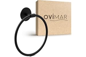 ‎OVIMAR ovimar Handtuchring Halsnoy | rund | schwarz | ohne Bohren | Zeitloses Design | zum Kleben | Handtuchhalter für das Badezimmer